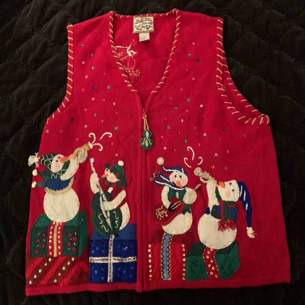 Vintage Heirloom Collectibles Christmas “Ugly”  Sweater Full Zip XL